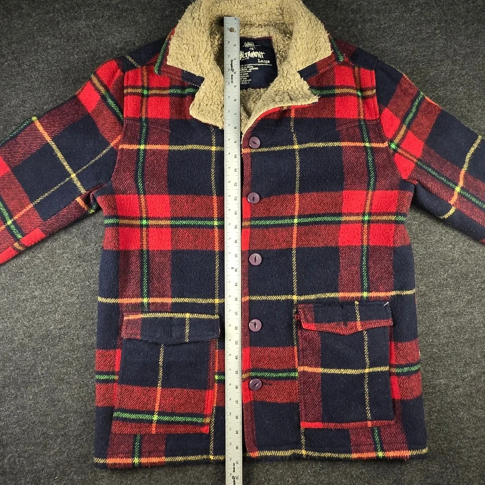 VTG Altamont Brian Slash Hansen Mens Sherpa Flannel Shacket Skater Plaid Size L